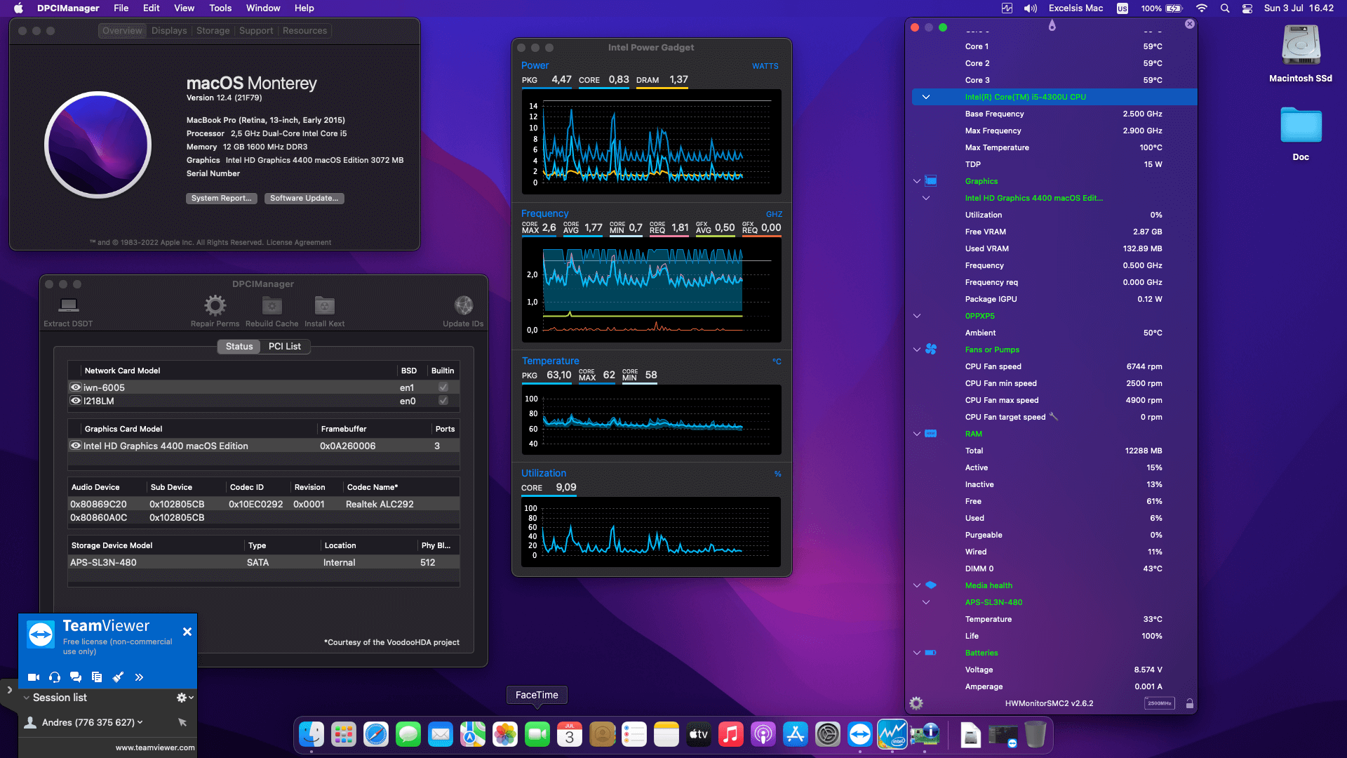 Success Hackintosh macOS Monterey 12.4 Build 21F79 in Dell Latitude E7440
